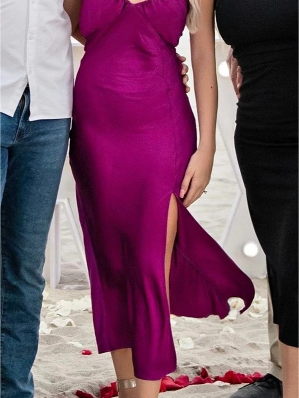 Purple Satin-Style Maxi Dress Like New